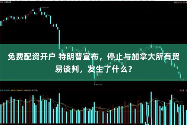 免费配资开户 特朗普宣布，停止与加拿大所有贸易谈判，发生了什么？