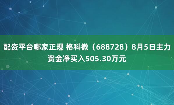 配资平台哪家正规 格科微（688728）8月5日主力资金净买入505.30万元