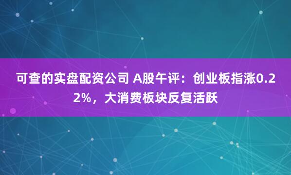 可查的实盘配资公司 A股午评：创业板指涨0.22%，大消费板块反复活跃